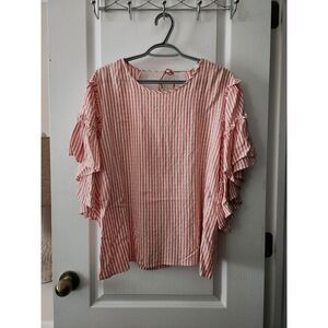Cato Women's Striped Top Blouse Shirt Short‎ Sleeve Size XL